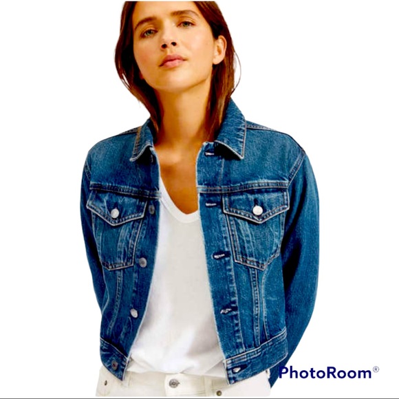 Caribbean Joe Dark Cropped Jean Jacket. NWT - Picture 2 of 6